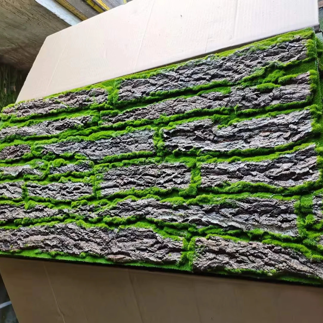 Artificial Bark Decoration Tree Bark with Artificial Moss for DIY Festival Home Party Wall  50*100cm