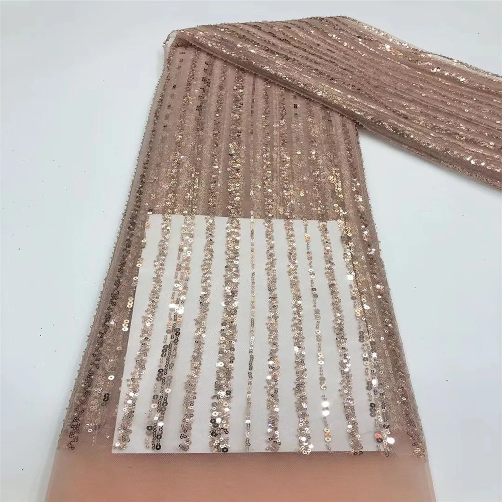 New Nigerian French lace black funeral fabric transparent mesh 5 yards