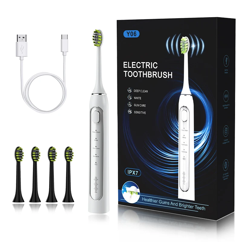 Высококачественная звуковая электрическая зубная щетка IPX7, перезаряжаемая высокочастотная вибрационная зубная щетка с 4 режимами