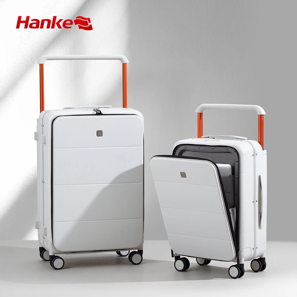 Hanke luxury business stylish aluminum spinner trolley suitcases travel luggage set multi-functional suitcase luggage