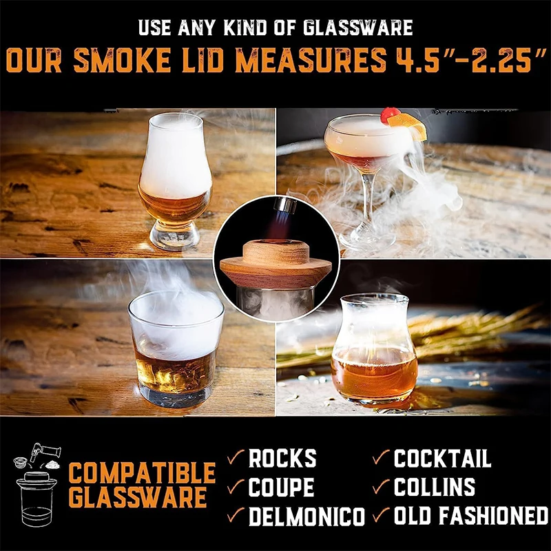 Smoke Barrel Kit Cocktail Smoker Kit & Wood Chip Whiskey Smoker Infuser Kit for Drinking with Torch and Wood Chips