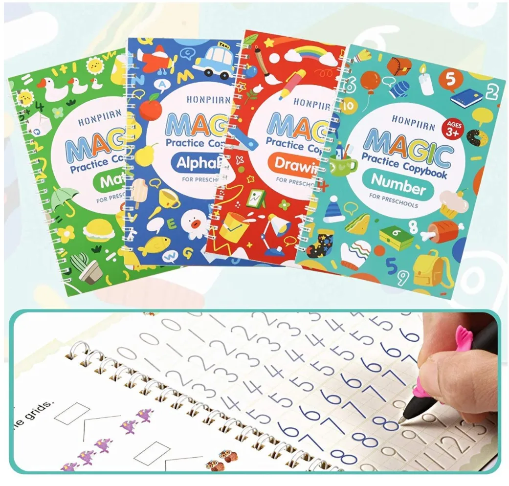 Magic Practice Copybooks Kids Reusable Book Sets  Alphabet Number Drawing Math For Kid