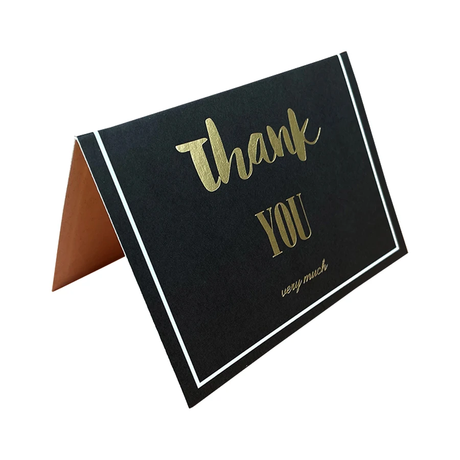 Recycled Small Paper Business Card Foldable Thank You Gold Goil 100% Biodegradable Paper Card Printing