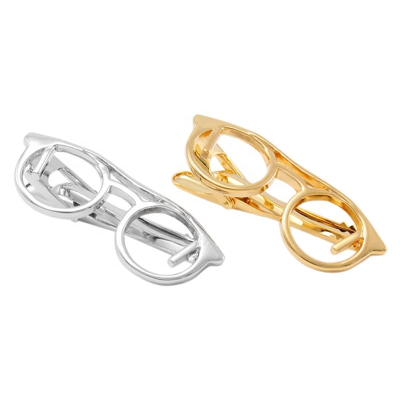 SAVOYSHI Trendy Glasses Design Tie Clips for Men Necktie Tie Bar Clasp Tie Pin Fashion Special Mens Gift Free Carving Name