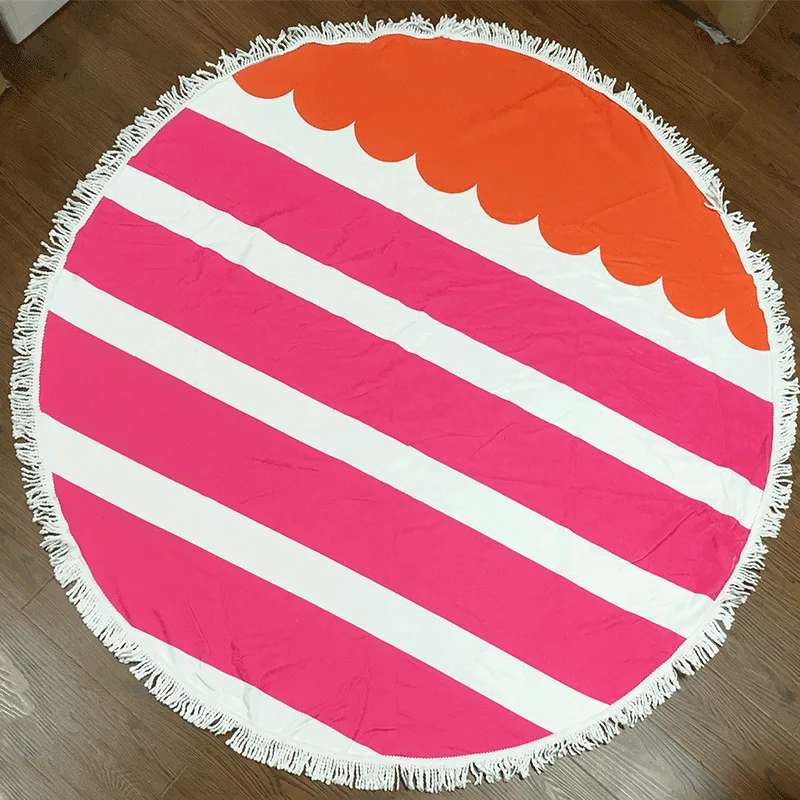 
Wholesale Round Circle Mandala Print Thick Microfiber Custom Beach Towel with Tassel 