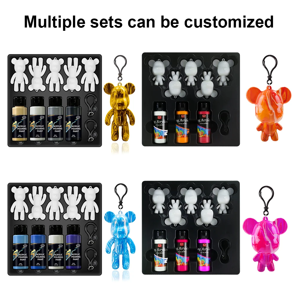 KHY 2024 Tiktok Hot Sale Fluid Violent Bear Doll Ornaments Creative Gift Diy White Embryo Enamel Liquid Bear
