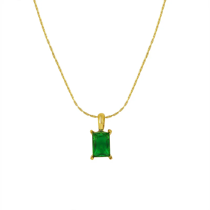 Factory Wholesale  Luxury Antique Emerald Jade Green crystal 18K gold plated necklace jewelry for women banquet