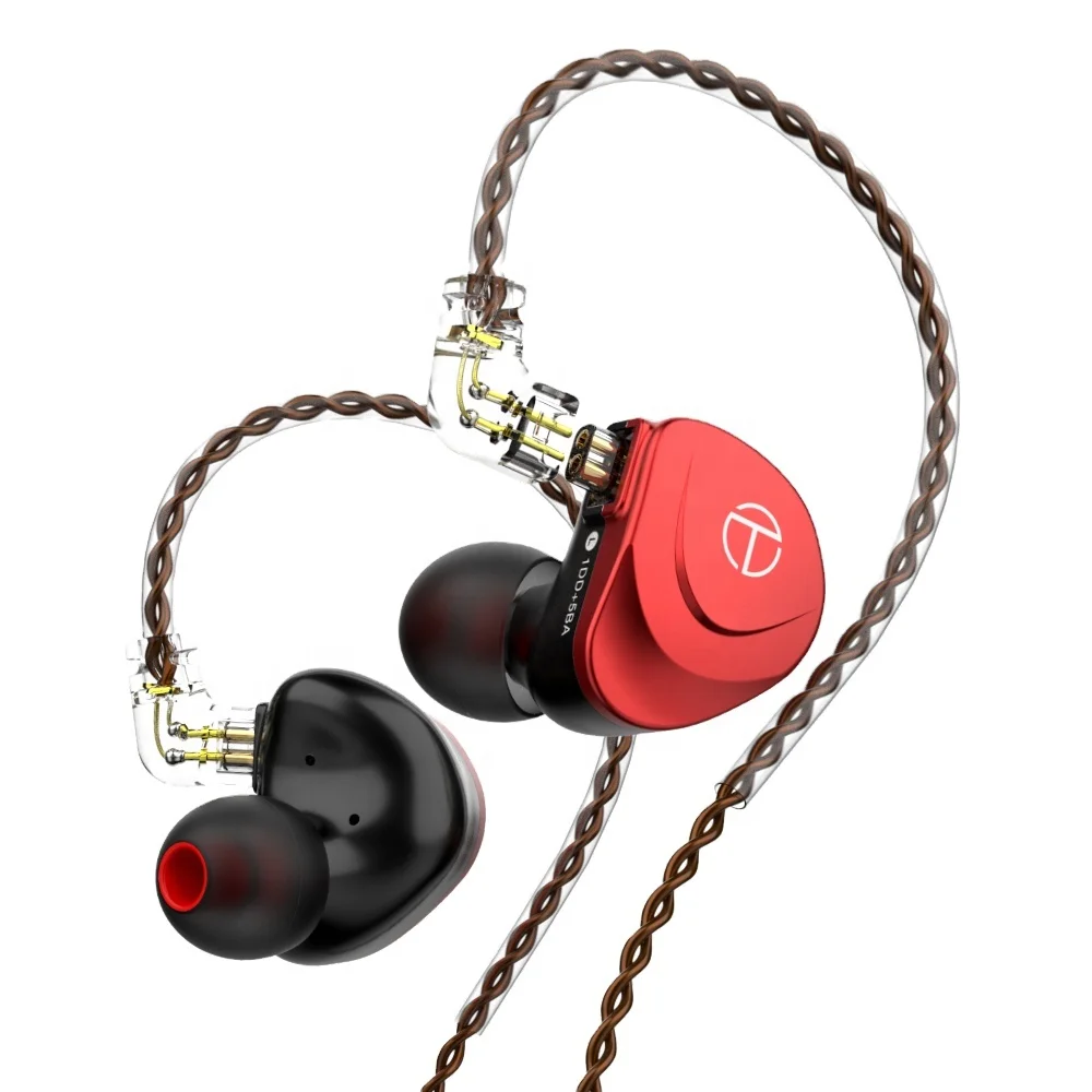 TRN V90S OCC Pure Copper Cable 5BA+1DD Metal Headset Hybrid HIFI Bass Earbuds In Ear Monitor Noise Cancelling Earphones