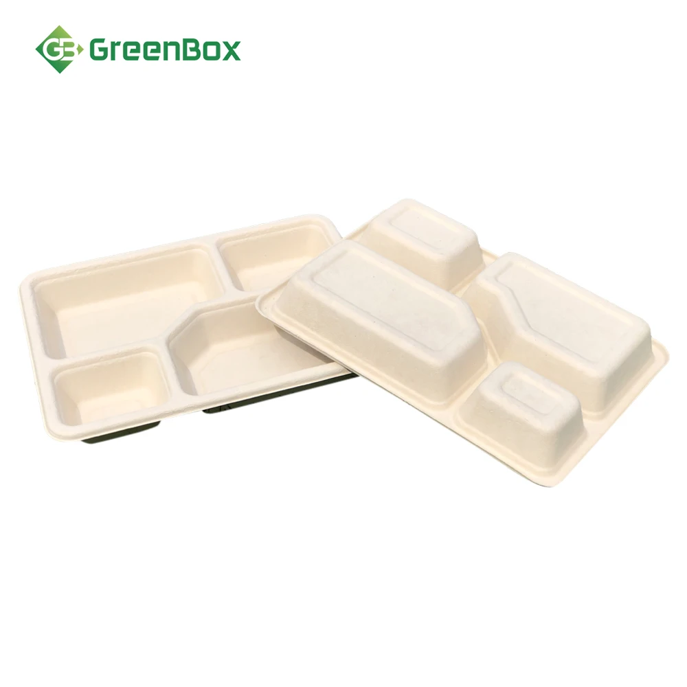 Proper Price Top Quality Eco Friendly Disposable Bamboo Fiber Divided Meal Serving Tray