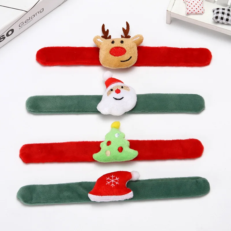 Christmas decorations Christmas Toys Hand Ring Santa Snowman Plush Hand Circle Christmas Children Gift Hand Slap Clap Bracelet