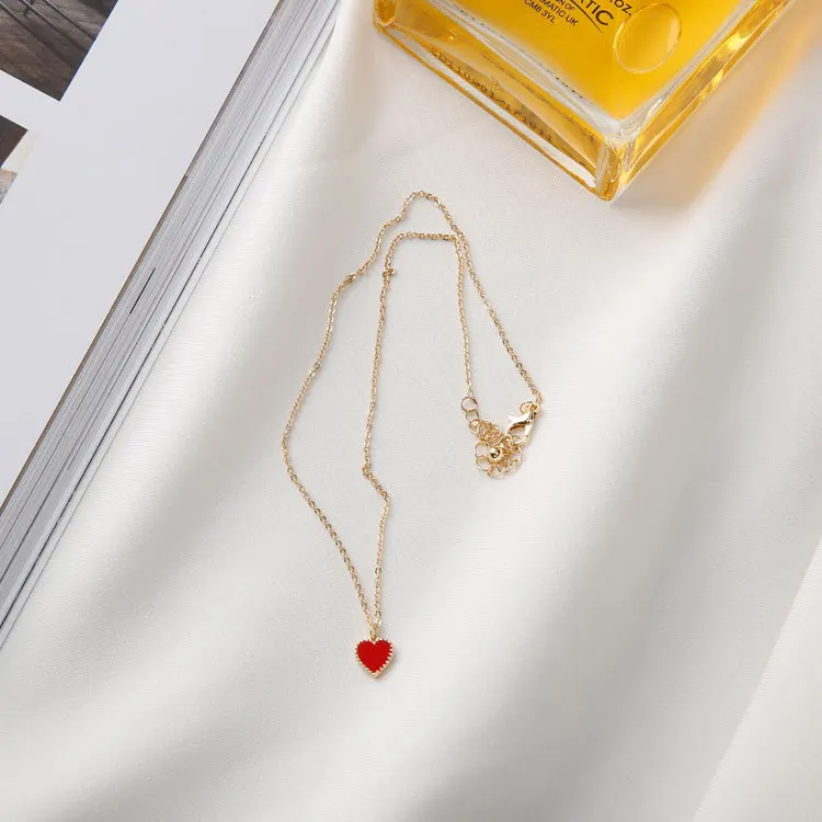 
XL056 Fashion love necklace red peach heart clavicle chain 