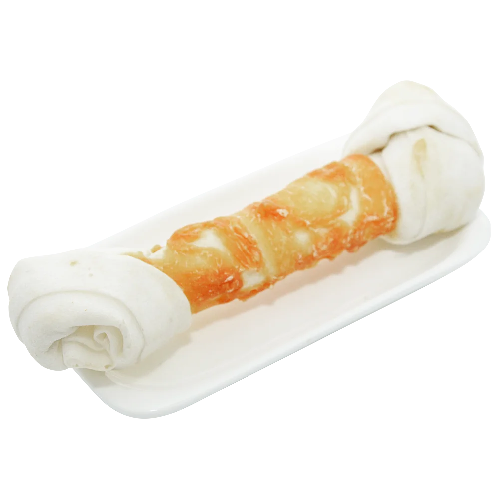 Премиум лакомство для собак фабрика различные размеры куриная обертка сыромятная кость узелкованная Жевательная закуска из сыромятной кожи