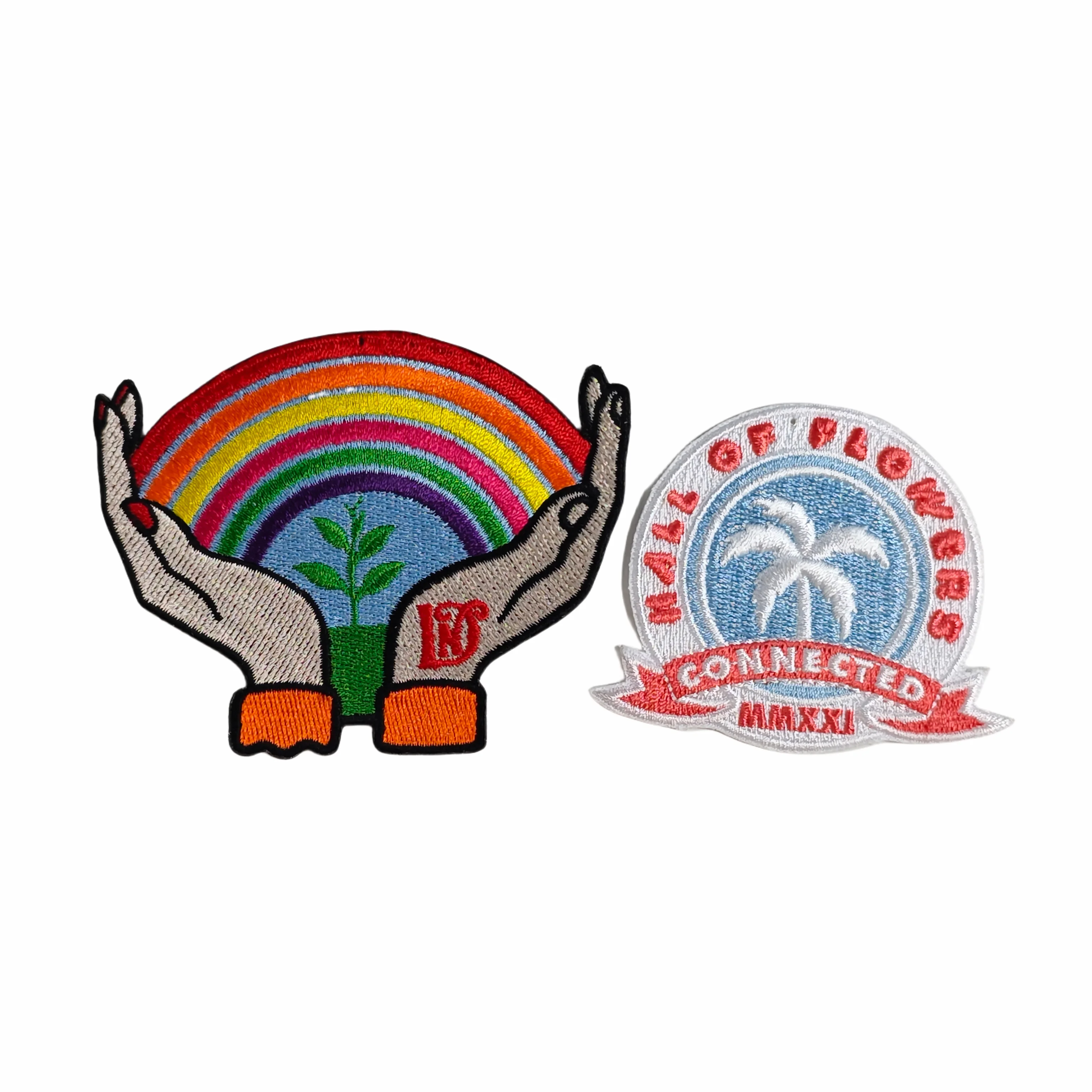 High Quality Free Sample of Boce Embroidered Chenille Patch Custom Embroidery Woven Iron-On Patches for Clothing round Shape