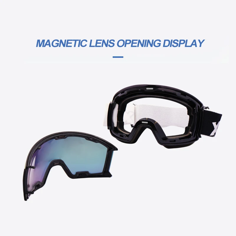 DEX Sports Industry Custom logo Detachable lens design ski goggles otg anti fog snow boarding goggles customizable ski goggles