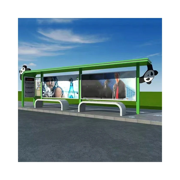 High Quality Customized Modern Aluminum Alloy Bus Stop Shelters Urban Public Rectangle Shaped Bus Stops