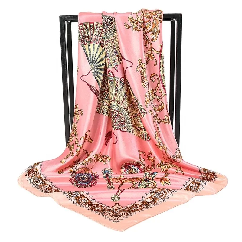 Оптовая продажа, индивидуальный цифровой печатный атласный шелковый шарф из полиэстера, квадратный атласный хиджаб с принтом, головной платок, Женский хиджаб