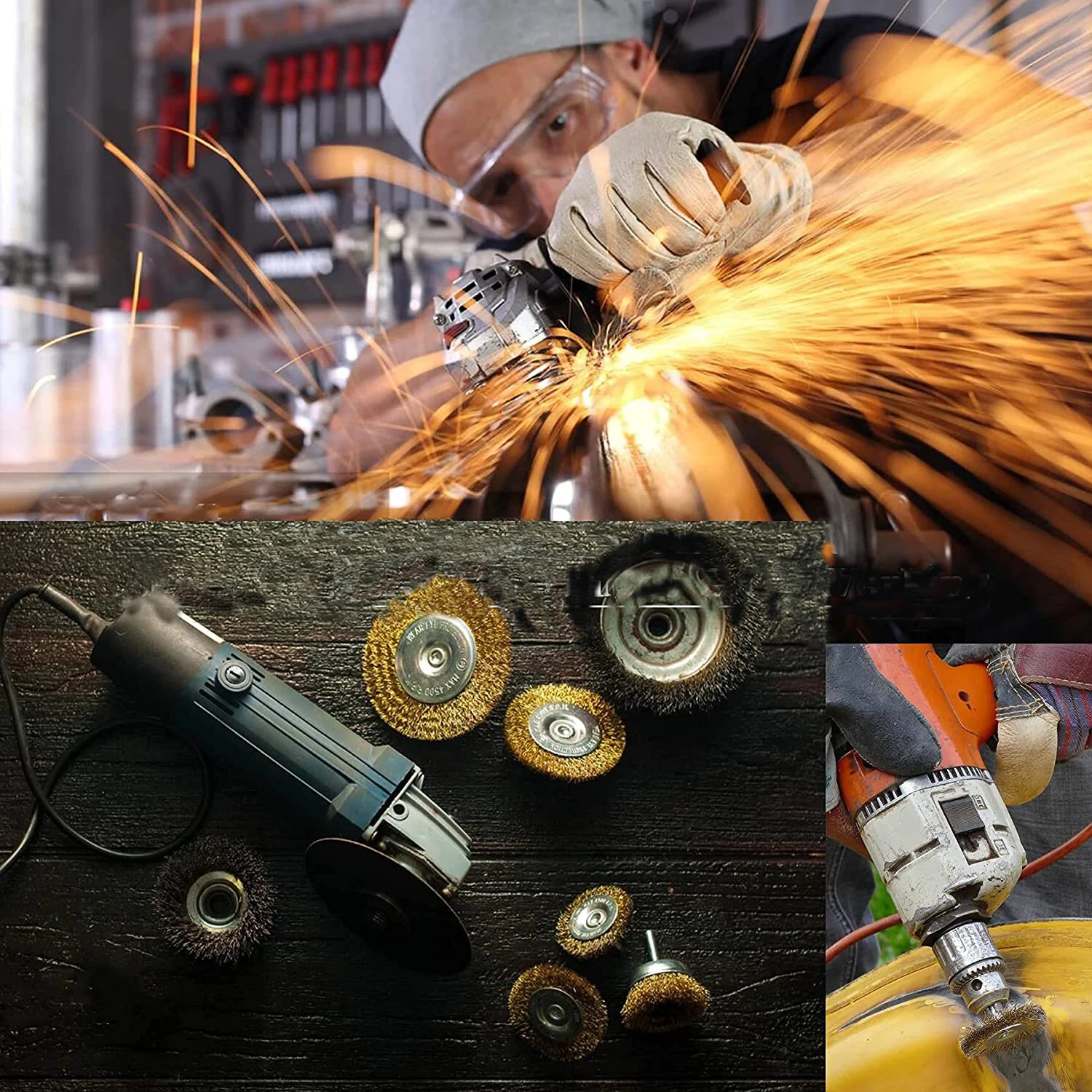 Blue Cup Brush Crimped Wire Wheel Brush S SATC Durable Stainless Steel Polishing Steel Wire Brush Polisher High Quality 3pcs Set