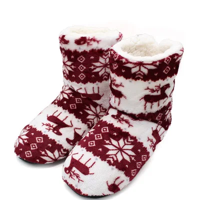 Adult Christmas Fawn Boots Printed Indoor floor Boots for girls woman