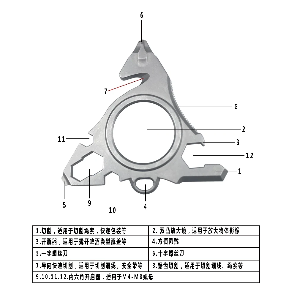 New 12-in-1 Multi Tool Portable Wrench Bottle Opener Flat Phillip Screwdriver Wrench Outdoor Tool With Magnifyingglass