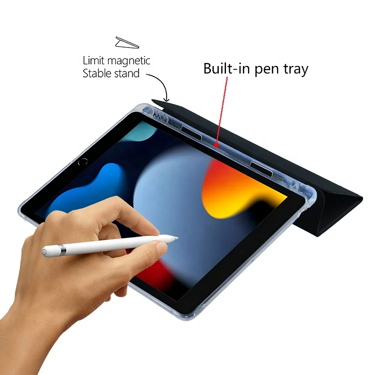 Tri-fold Cases For iPad 5th 6th 7th 8th Generation Tablet Protective Case Light Weight with Pencil Holder