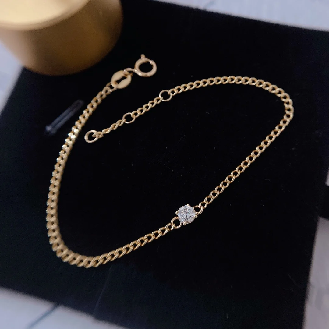 Wholesale 18k Real Gold Natural Diamond Au750 Thread Rose Luxury Initial Bracelet New Arrivals Fine Jewelry