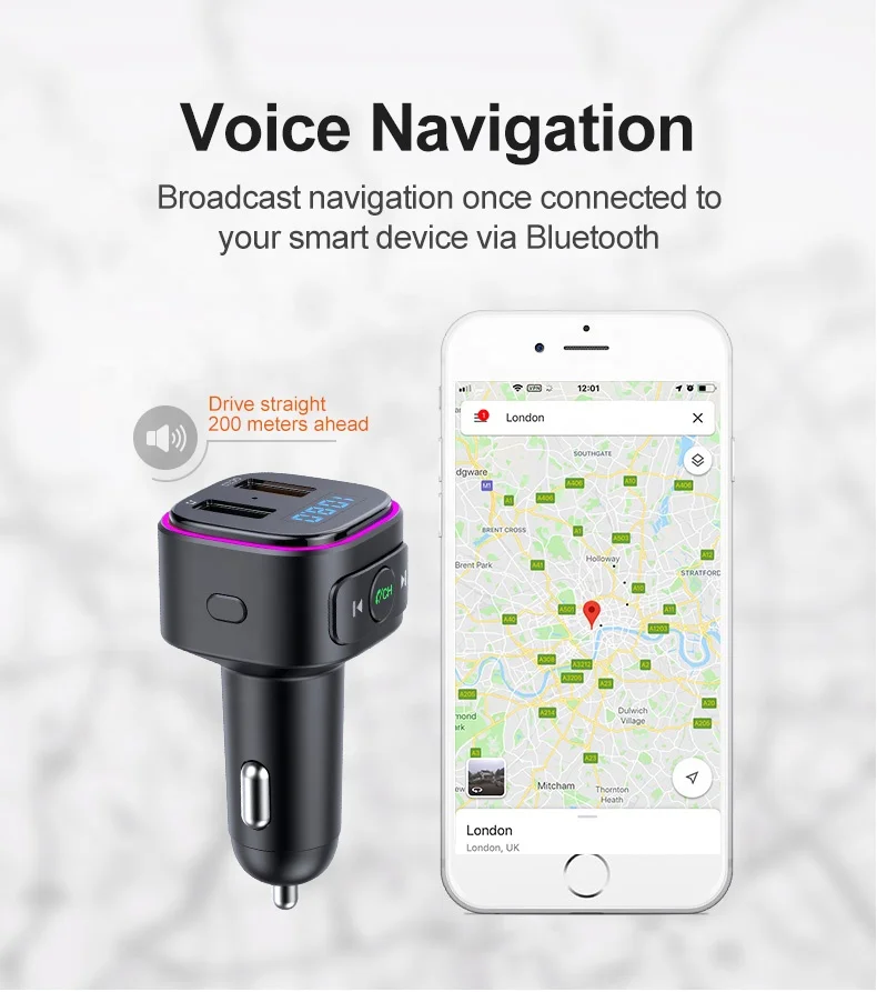  AGETUNR T46Q Bluetooth V5.0 mp3 плеер fm передатчик Дисплей напряжения 2 USB выхода handsfree car комплект изменения света для чтения