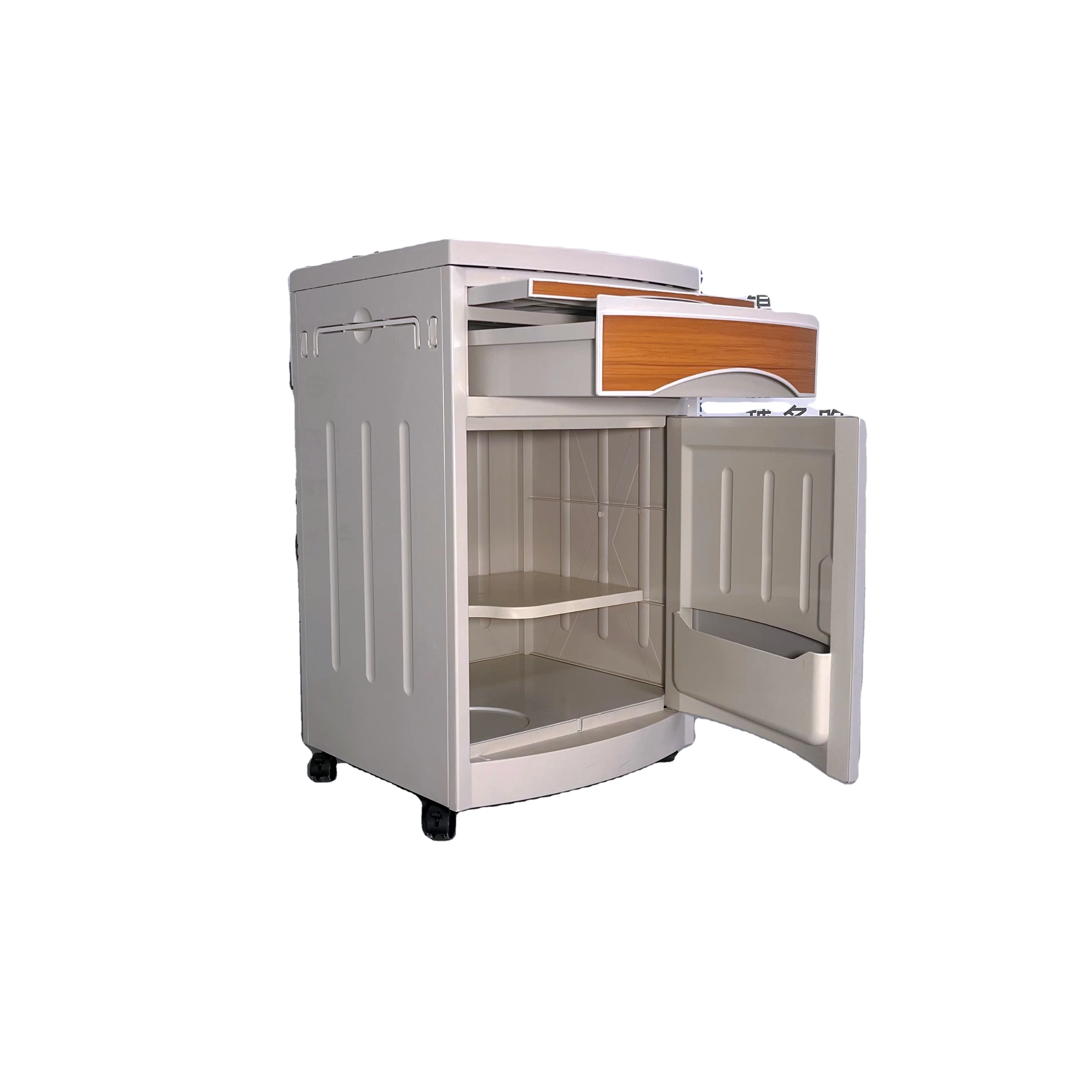 Manufacturer Custom Medical Bedside Table Deluxe Wood Color Bedside Cabinet for ICU Bed Hospital Home Bedside Locker