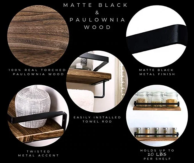 Good quality small decorative wall storage retro metal shelf Wooden Floating Shelves