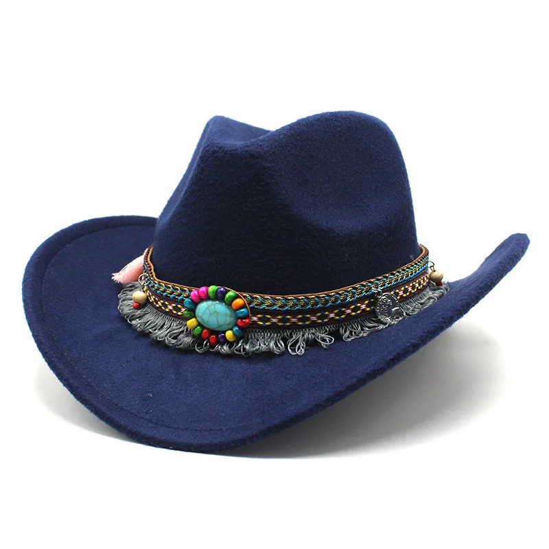 Wholesale Ethnic Vintage Cowgirl Hats Tassels Decoration Cowboy Hats