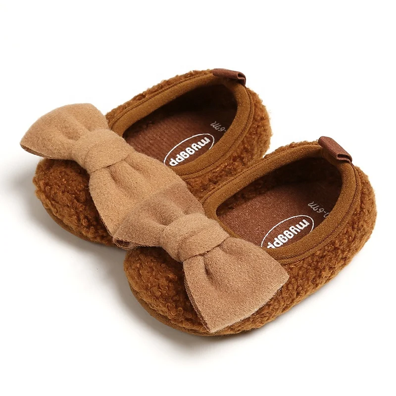 EVERTOP casual type berber fleece upper suede PU sole soft infant baby shoes moccasins