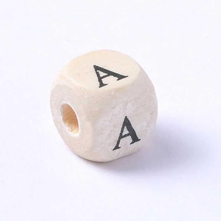 Good quality diy children jewelry accessories lotus wooden alphabet letter cube square wood beads