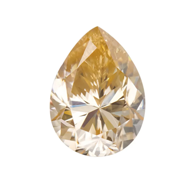 Factory Wholesale Pear VVS Champagne Yellow Lab Moissanite Diamond
