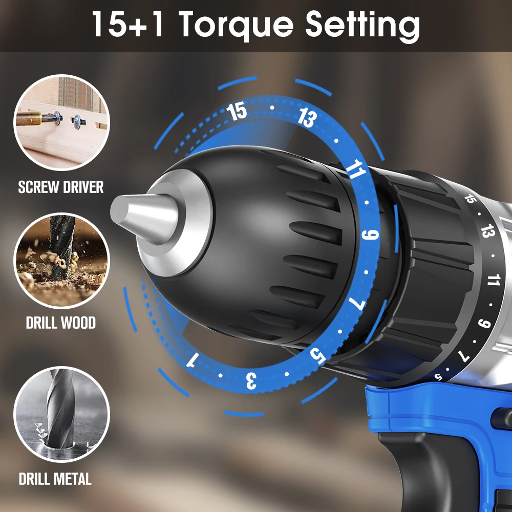 Hehui 20V 10Mm 18Nm Cordless Driver Drill Electric Screwdriver Mini Hand Drill Lithium-Ion Battery Drilling Tool