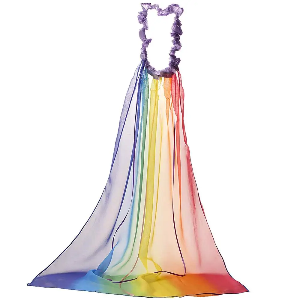 Лидер продаж, детская Радужная накидка с лентой для волос, детское маскарадное платье