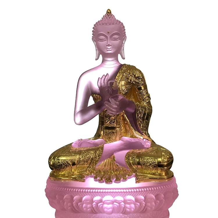 Хрустальное украшение Liuli, позолоченные статуи Будды в натуральную величину, Будда Сакьямуни для буддистского подарка Vajrayana