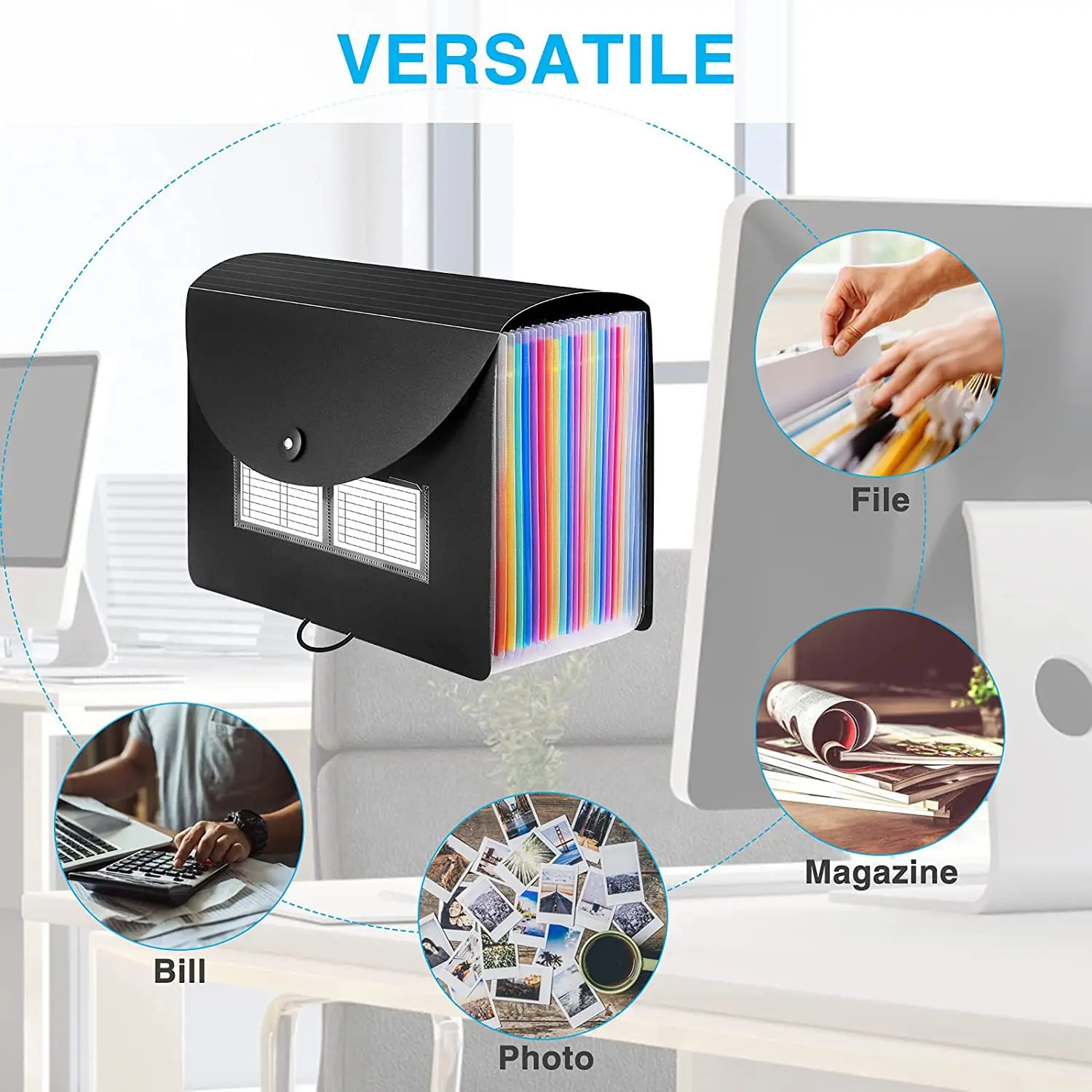 24 Pocket Extension Folder Large PP Plastic A4 Folder Expanding File Folder Expanding document bag