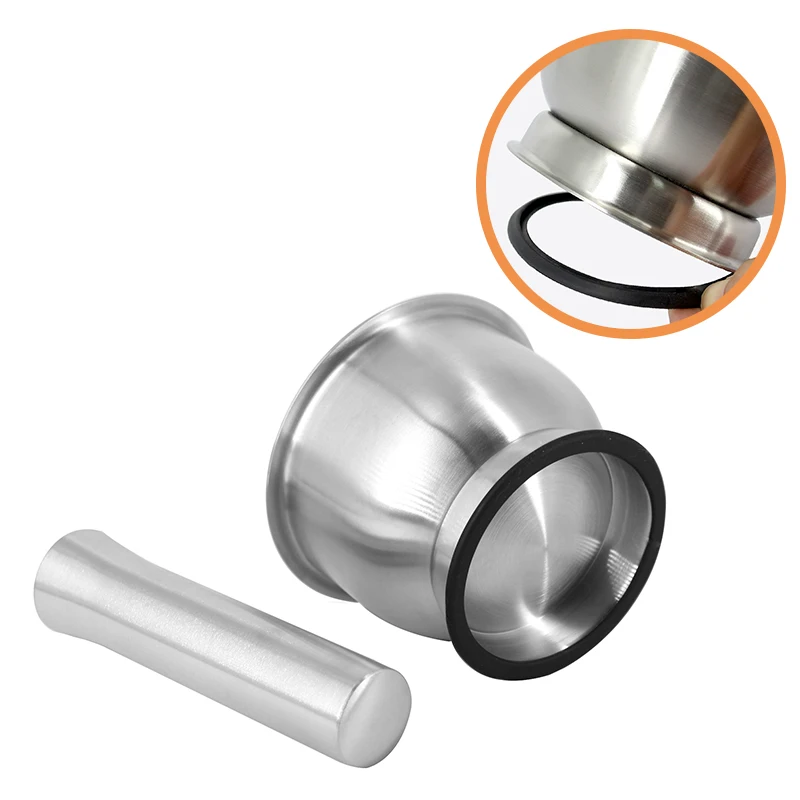 Kitchen Accessories Hand Masher Bowl Pill Salt and Pepper Grinder Set 304 Stainless Steel Manual Mortar and Pestle Set