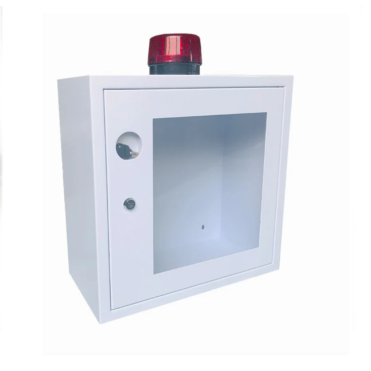 Красный и белый цвет медицинский AED дефибриллятор настенный шкаф со стробоскопическим освещением