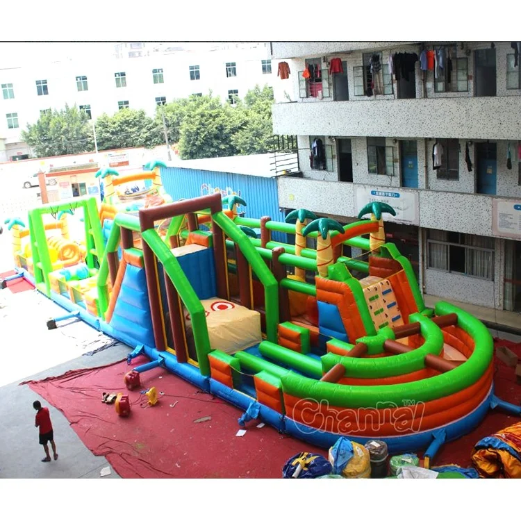 giant inflatable interactive adult game  inflatable obstacle course Jungle Inflatable Wipeout game