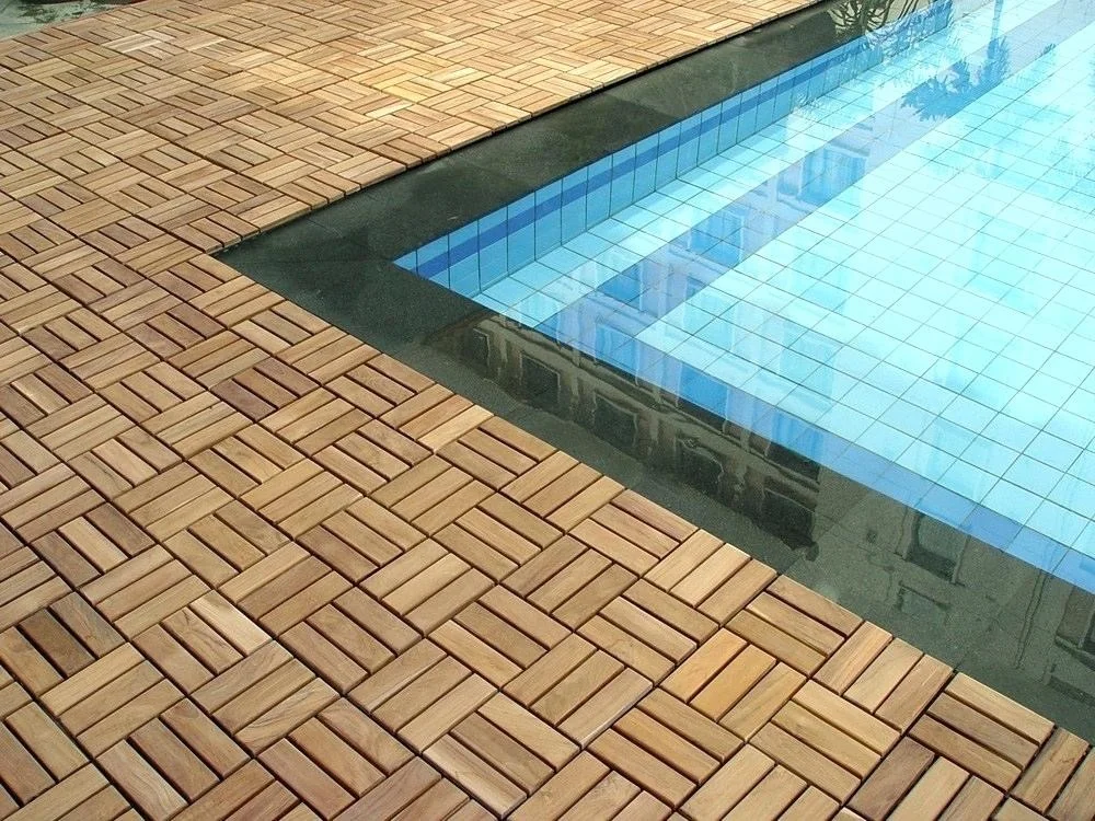 Acacia Wood Interlocking Deck Tiles, Plastic wood composite interlock deck tile or Plastic Decking Flooring Tiles B6621