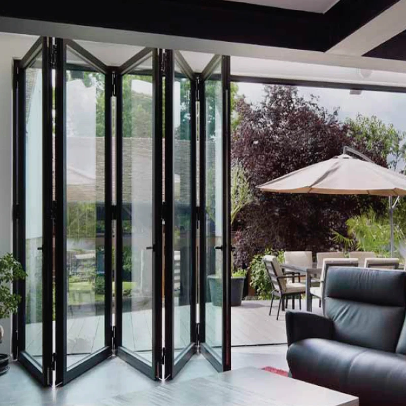 Prefab house Slimline interior  bi folding door and patio aluminum glass folding door window