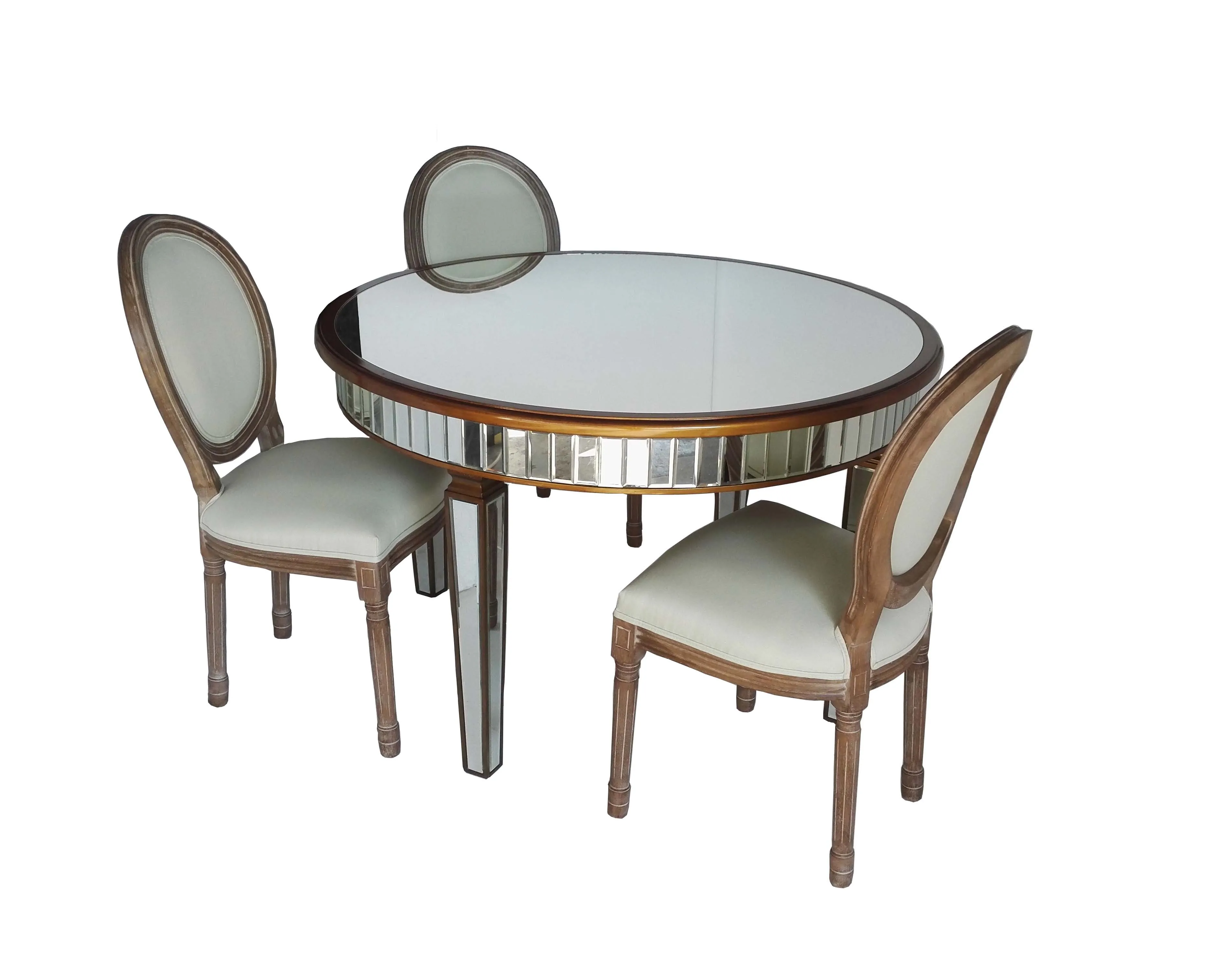 Hot Selling Rental Antique Gold Wood Trimming Big  Rectangle Mirrored Event Wedding Dining Table Furniture