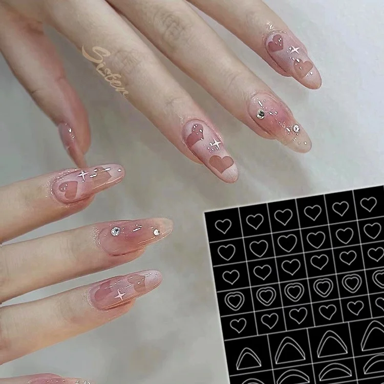 Wholesale star airbrush stencils bear hollow nail stickers for nail art decoration manicure tool tip guides inkjet template