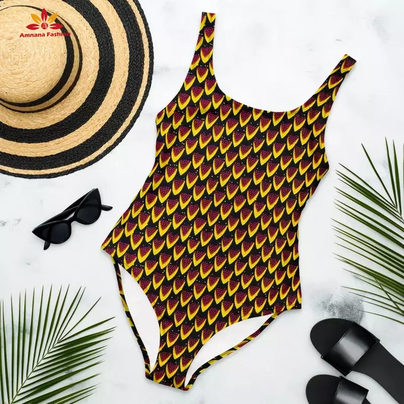 Top Sell African Print  Swimwear Beach Wholesale Price One-piece Bikini Swim Girls Sexy Summer Bathing Suit