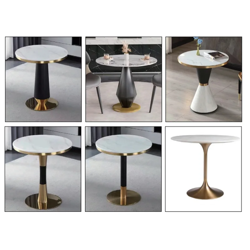 Furniture Modern Luxury Gold Tea Table Set Stainless Steel modern round coffee table