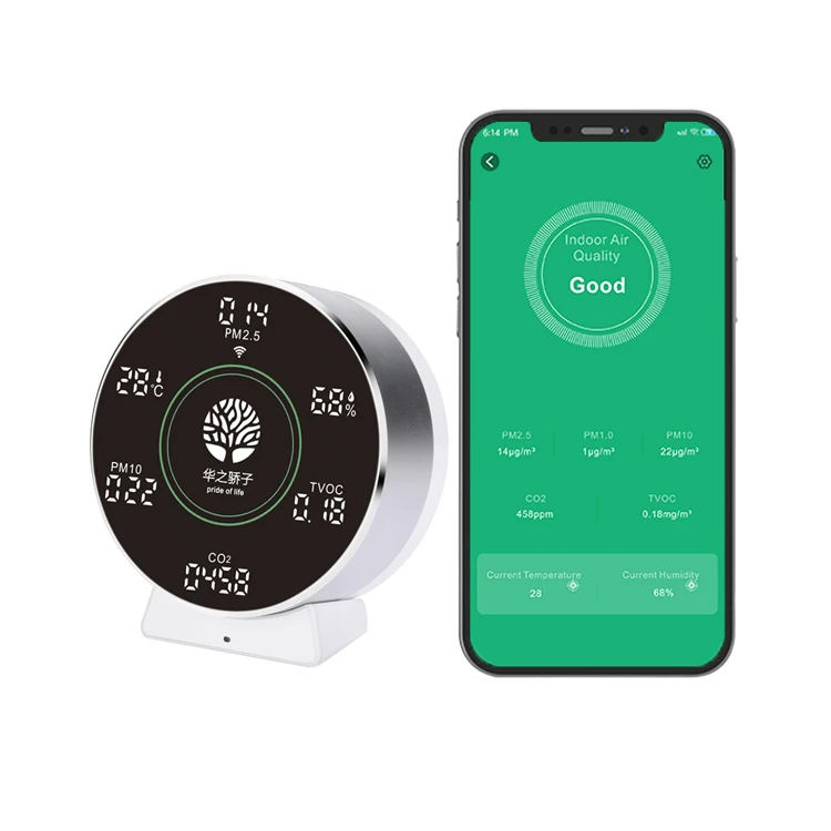 Детектор качества воздуха Tuya Wi-Fi 7 в 1 измеритель углекислого газа PM2.5 PM10 TVOC для