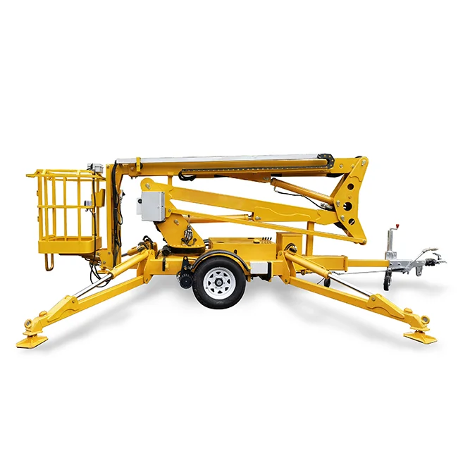 Hydraulic outriggers lift articulated boom trailer mounted cherry picker for sale boom lift