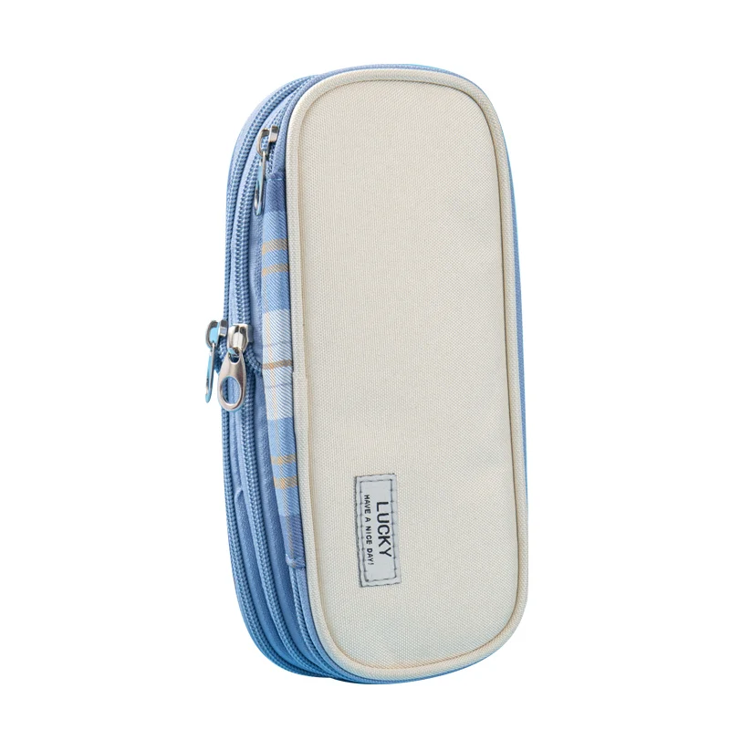 Japanese and Korean style expandable two-layer multi-functional macaron creative large-capacity color matching pencil case