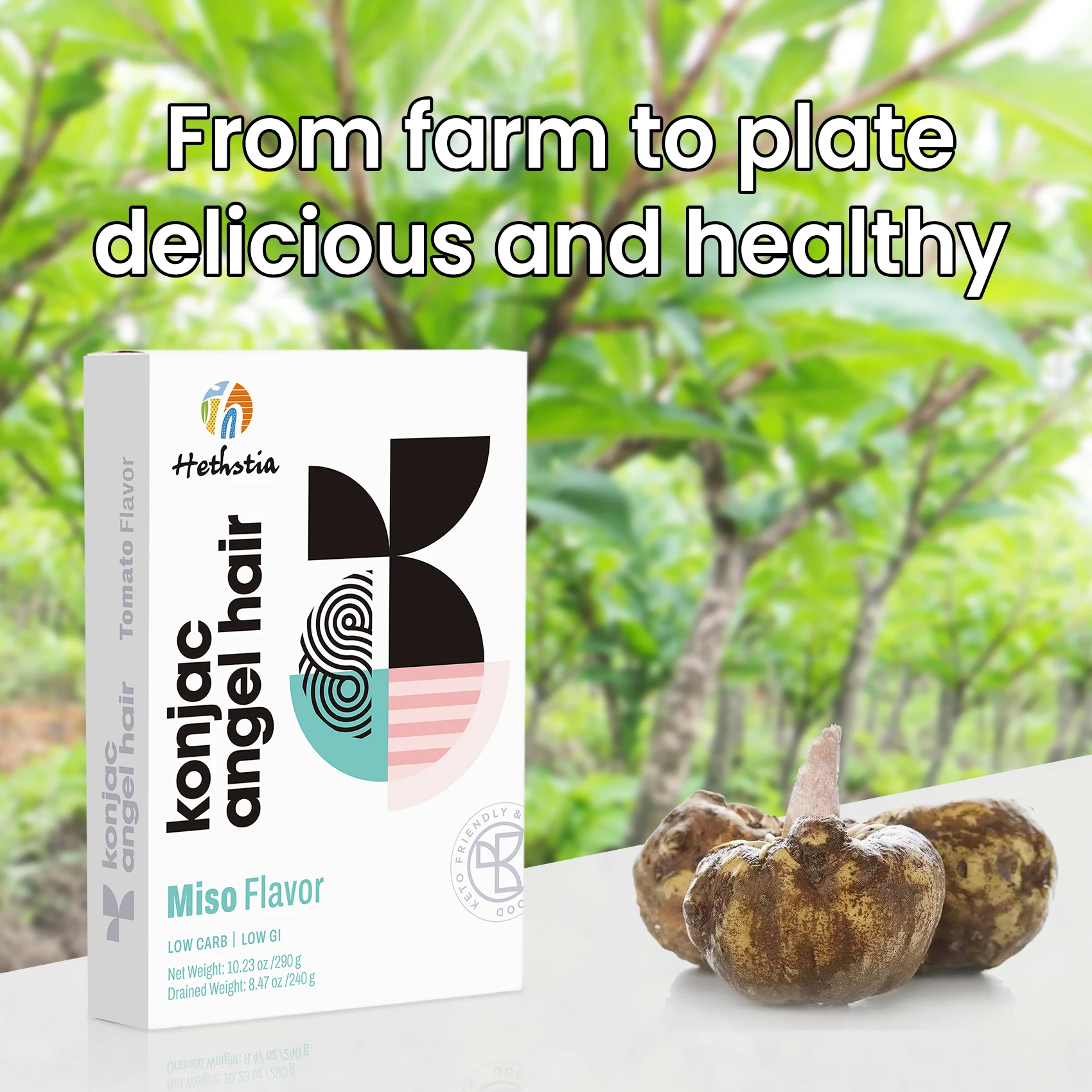 Wholesale Pack Paleo Friendly Vegan Noodles Plant-Based Miso Flavor Ramen Slim Konjac Pasta Spaghetti Form Hethstia