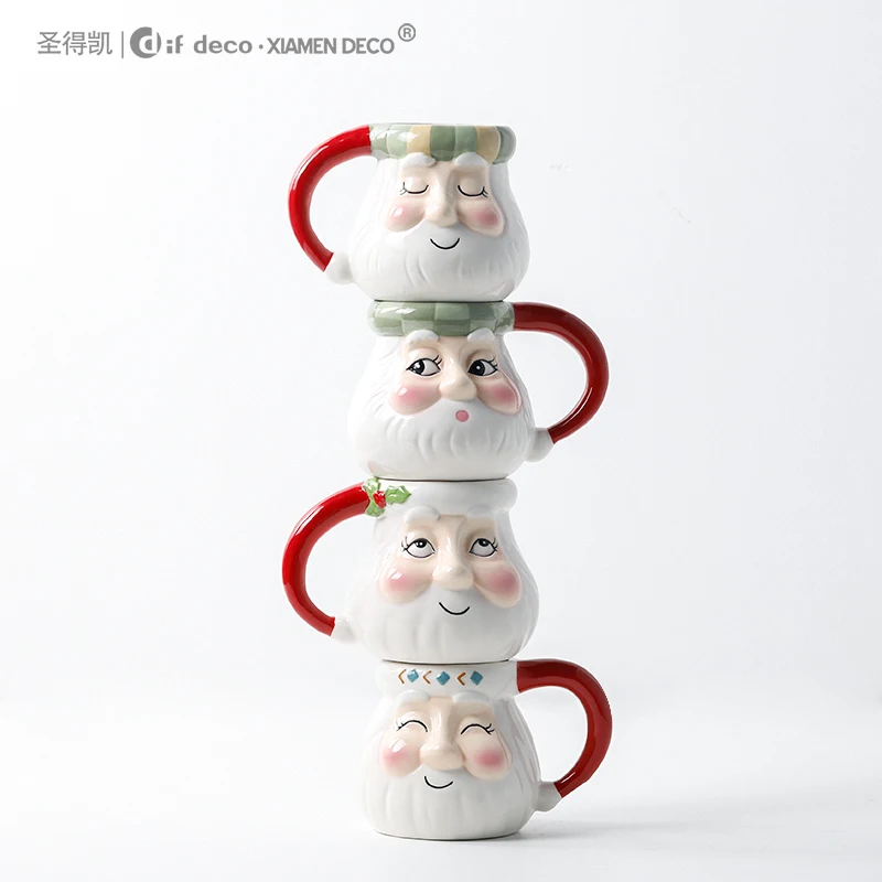 Christmas Daily use products Santa Claus ceramic cup tea coffee mug set for coffee store